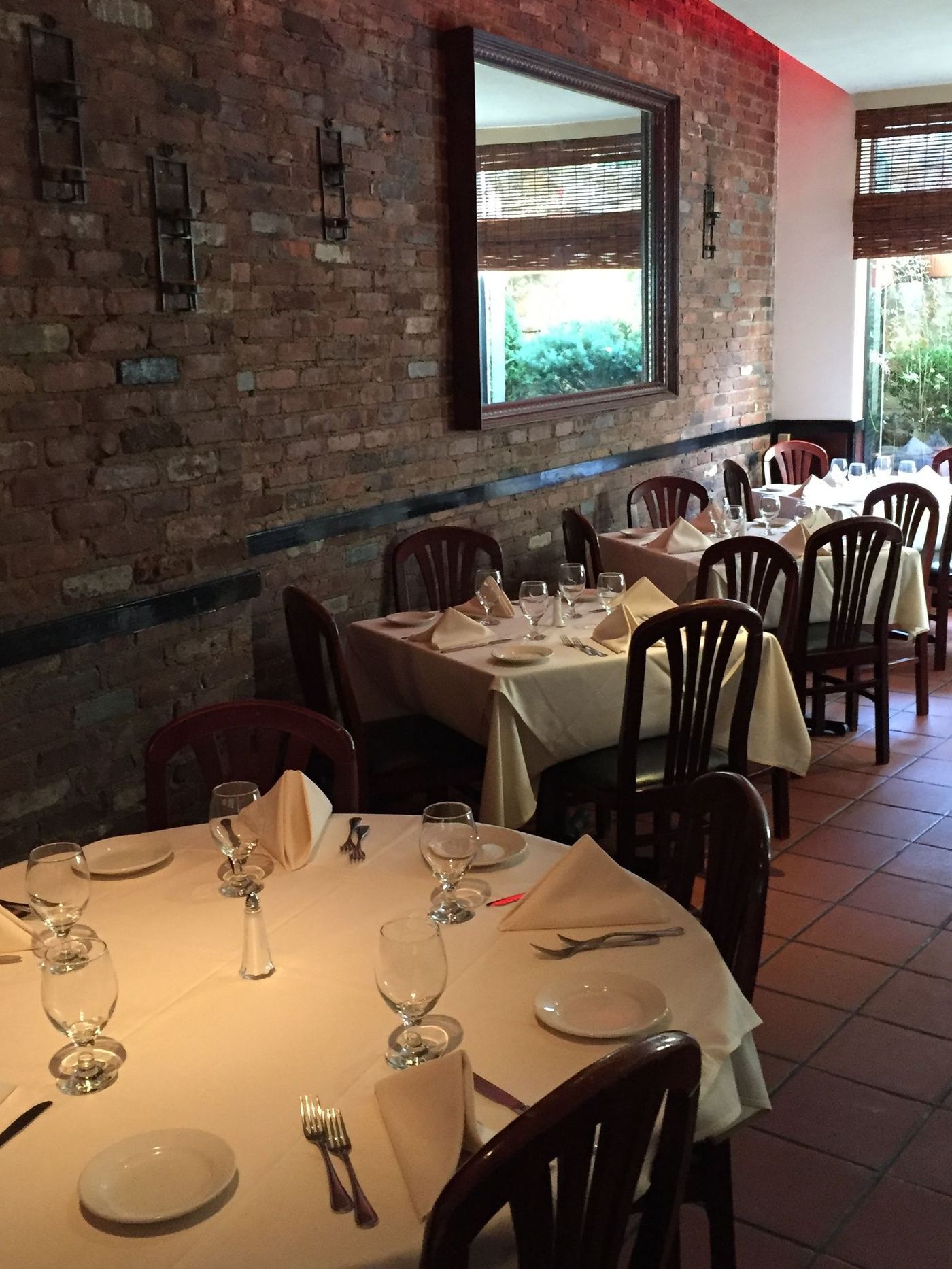 Sofia's dining room set with linen tablecloths